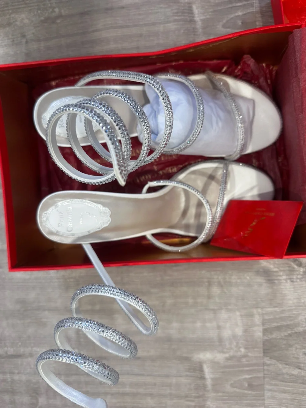 Crystal-Strap Silver Wedge Sandals - Women's Dress Shoes